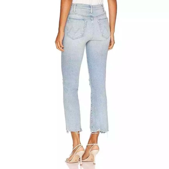 MOTHER Denim The Hustler Ankle Chew Distressed Flare Jeans in Petal Plucker Sz26 - Picture 6 of 15